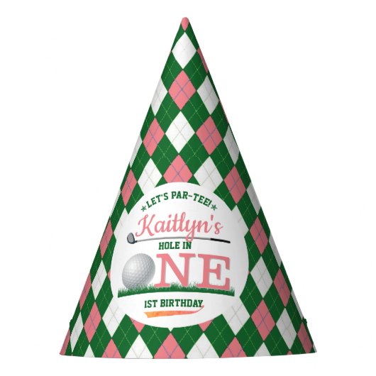 Golf PAR-T-SHIRT 1e verjaardag Feesthoedjes (Voorkant)