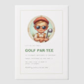  Golf Par-T-shirt 1e Verjaardag Jongen Vellum Uitnodigingen (Voorkant)