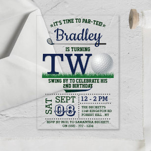 Golf PAR-T-SHIRT 2e verjaardag Acryl Uitnodigingen