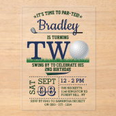 Golf PAR-T-SHIRT 2e verjaardag Acryl Uitnodigingen (Voorkant)