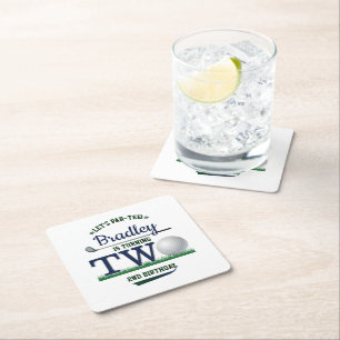 Golf PAR-T-SHIRT 2e verjaardag Vierkante Kartonnen Onderzetter