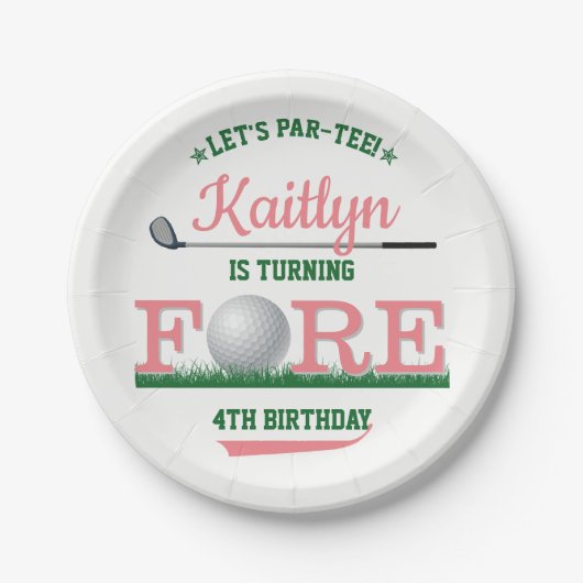 Golf PAR-T-SHIRT 4e verjaardag Papieren Bordje (Voorkant)