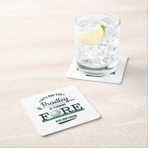 Golf PAR-T-SHIRT 4e verjaardag Vierkante Kartonnen Onderzetter