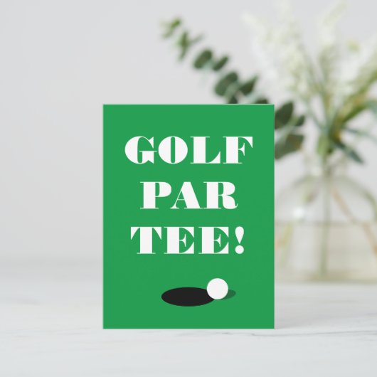 Golf Par T-shirt Briefkaart sjabloon voor clubfees (Staand voorkant)