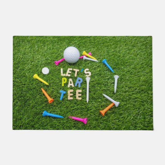 Golf Par-t-shirt met golfbal op groen Deurmat (Voorkant)