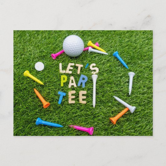 Golf Par t-shirt party met golfbal kleurrijke t -  Briefkaart (Voorkant)
