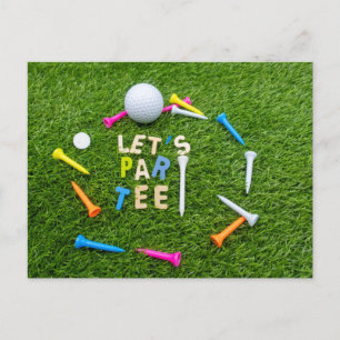 Golf Par t-shirt party met golfbal kleurrijke t -  Briefkaart