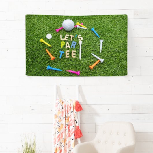 Golf Par t-shirt party met golfbal kleurrijke t -  Spandoek (Insitu)