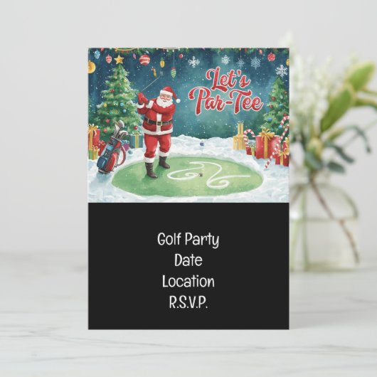 Golf Par t-shirt party Santa Claus Kerstmis Squad Kaart (Staand voorkant)