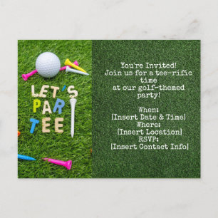 Golf Par t-shirt party-uitnodiging met golfbal Uitnodiging Briefkaart