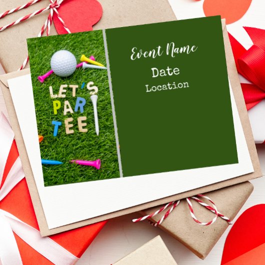 Golf Par t-shirt party-uitnodiging met golfbal Uitnodiging Briefkaart