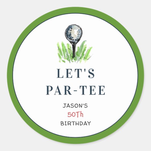 Golf PAR- T-SHIRT Verjaardagsfeest stickers (Voorkant)