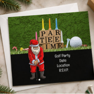Golf Par tee feest Santa Claus Kerst Squad Save The Date