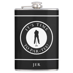 Golf Par-Tee Grappige Golfer Monogram Zwart Voor H Heupfles
