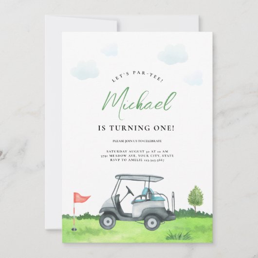 Golf Par Tee Invitation Anniversaire (Devant)