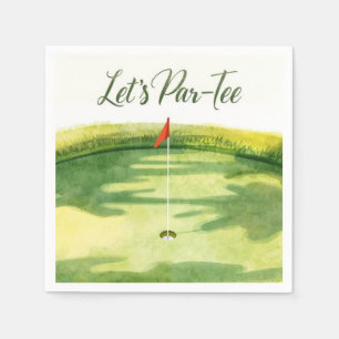 Golf Par tee met golfvlag op groen wit Servet