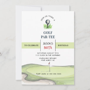 Golf PAR-TEE verjaardagsfeestje Kaart