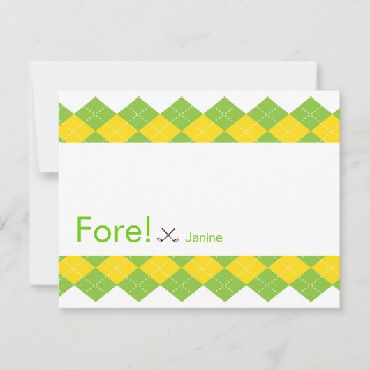 Golf Party Argyle Preppy Kaart (Voorkant)