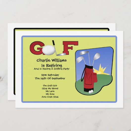 Golf Party Kaart (Voorkant / Achterkant)