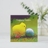 Golf Pasen met gele kip en golfbal (Staand voorkant)
