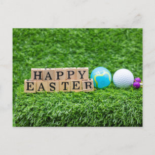 Golf Pasen voor Golfer met bal en t-shirt op groen Feestdagenkaart