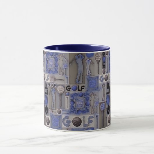 Golf Patchwork Mug en bleu (Centre)