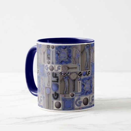 Golf Patchwork Mug en bleu (Devant gauche)