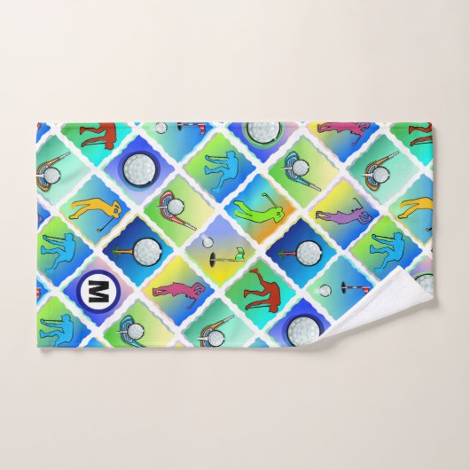 Golf Pattern Blue Initiaal Bad Handdoek (Handdoek)