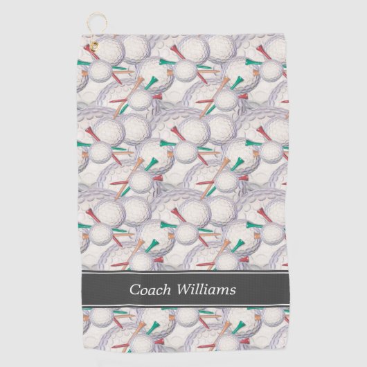 Golf Pattern Personalized Golfhanddoek (Voorkant)
