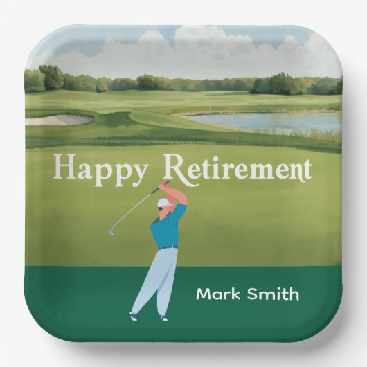 Golf pensioen voor golfer papieren bordje (Voorkant)