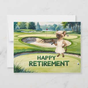 Golf pensioen voor Siamese Cat liefhebbers Briefkaart