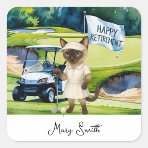 Golf pensioen voor Siamese Cat liefhebbers Vierkante Sticker