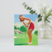 Golf Pin Up Briefkaart (Staand voorkant)