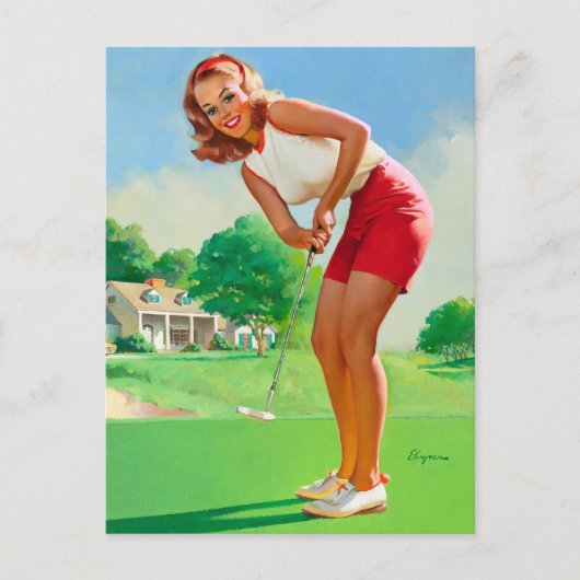 Golf Pin Up Briefkaart (Voorkant)