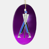 GOLF PLAYER, BLUE GOLFER PAARSE AMETHYST MONOGRAM KERAMISCH ORNAMENT (Rechts)