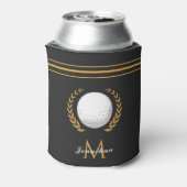 Golf Player Custom Name & Monogram Elegant Classic Blikjeskoeler (Blikje Achterkant)
