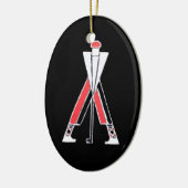 GOLF PLAYER, GOLFER BLACK, RODE RUBY MONOGRAM KERAMISCH ORNAMENT (Links)