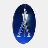 GOLF PLAYER, GOLFER BLUE SAPPHIRE MONOGRAM KERAMISCH ORNAMENT (Rechts)