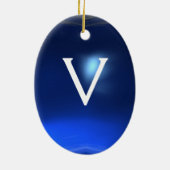 GOLF PLAYER, GOLFER BLUE SAPPHIRE MONOGRAM KERAMISCH ORNAMENT (Achterkant)