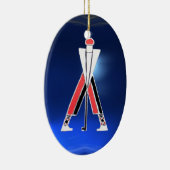 GOLF PLAYER, GOLFER RED RUBY, BLUE SAPPHIRE MONOGR KERAMISCH ORNAMENT (Rechts)