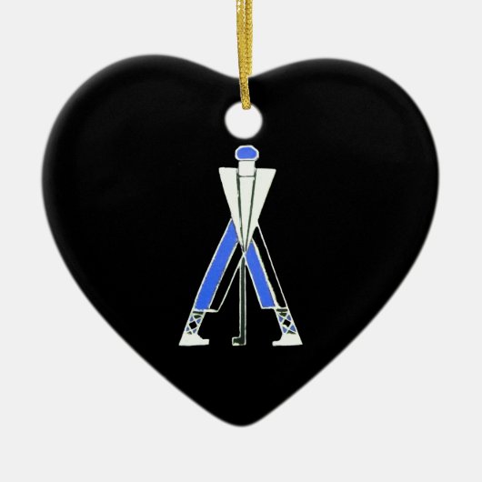 GOLF PLAYER, GOLFER RED RUBY HEART MONOGRAM KERAMISCH ORNAMENT (Voorkant)