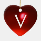 GOLF PLAYER, GOLFER RED RUBY HEART MONOGRAM KERAMISCH ORNAMENT (Achterkant)