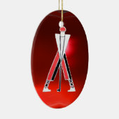 GOLF PLAYER, GOLFER RED RUBY MONOGRAM KERAMISCH ORNAMENT (Rechts)