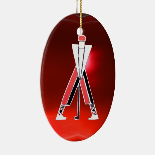 GOLF PLAYER, GOLFER RED RUBY MONOGRAM KERAMISCH ORNAMENT (Rechts)