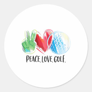 Golf Player Golfing Golf Club Peace Love Golf Ronde Sticker