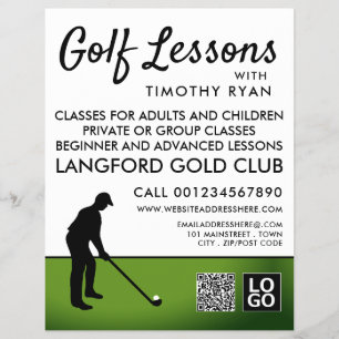 Golf Player Silhouette, GoIf Lesson Adverteren Flyer
