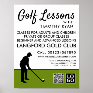 Golf Player Silhouette, GoIf Lesson Adverteren Poster