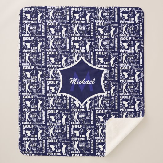 Golf Player Theme Cool Monogrammed Sherpa Deken (Voorkant)