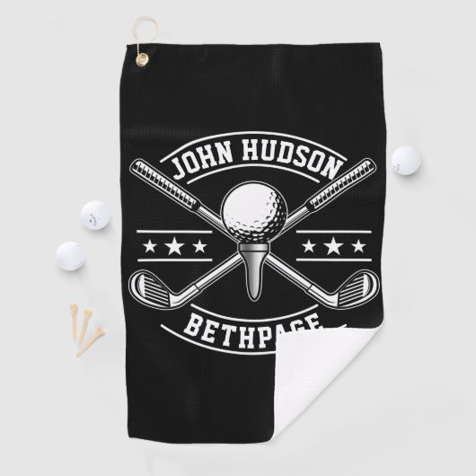 Golf Player White Monogram Golf Towel Golfhanddoek (Insitu)