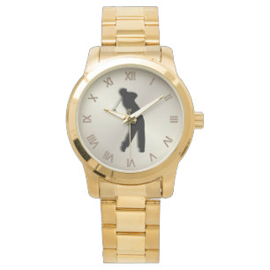 Golf polshorloge bruin gezicht Romeinse cijfers Horloge